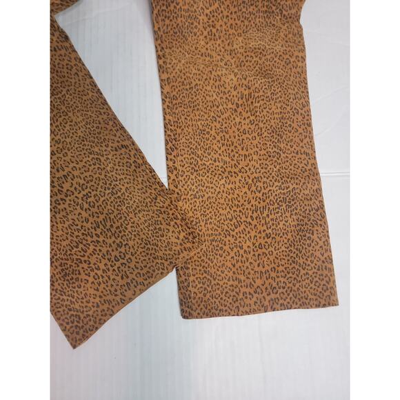 Milwaukee Leopard Print 100% Leather Pants Women Size 8 Straight Leg High Rise - Picture 5 of 12